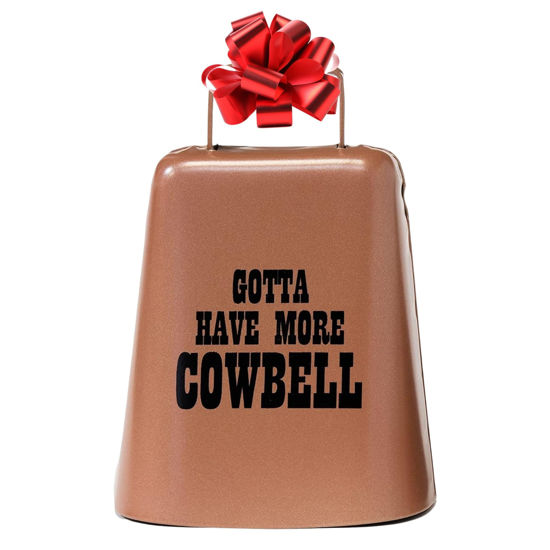 Picture of Bevin Bells "Gotta Have More Cowbell" (Medium) | Kentucky Cow Bell w/Copper Color | Made from Steel | Loud Noise Makers w/Handle | Made in CT, USA