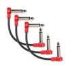 Picture of M MAKA Flat Low Profile Guitar Patch Cable 6 inch for Effects Pedals, 1/4 inch Right-Angle, Red, 3-Pack New Version