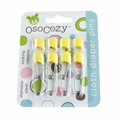 Picture of OsoCozy Diaper Pins - {Yellow} - Sturdy, Stainless Steel Diaper Pins with Safe Locking Closures - Use for Special Events, Crafts or Colorful Laundry Pins , 2.875 Inch x 0.25 Inch x 0.5 Inch