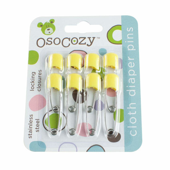 Picture of OsoCozy Diaper Pins - {Yellow} - Sturdy, Stainless Steel Diaper Pins with Safe Locking Closures - Use for Special Events, Crafts or Colorful Laundry Pins , 2.875 Inch x 0.25 Inch x 0.5 Inch