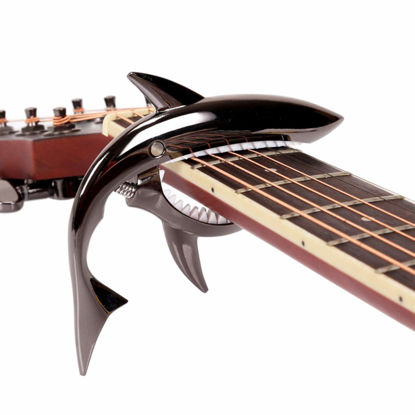 Picture of JINWEE Shark Guitar Capo Pretty Cool Capo for Electric Acoustic Classical Guitar Ukulele Zinc Alloy Spring Capo (Black)