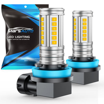 Picture of Marsauto H8 H11 Yellow Fog Light Bulb, 10000LM H9 H16 Yellow Fog Lights, 360° Illumination 600% Brightness Strong Penetration, 2024 New Upgraded 60 Pcs CSP Chips H8 Fog Bulb for Car, Truck, Pack of 2