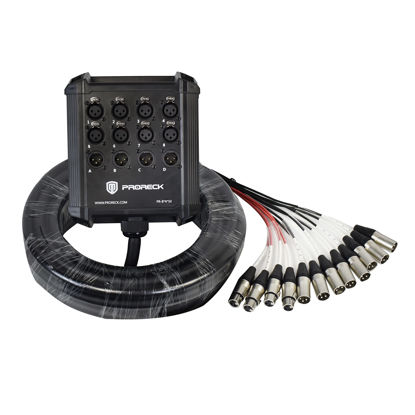 Picture of PRORECK 8-Channel Low Profile XLR Send Circuit Board Snake Cables, XLR Splitter Cable for Live, Recording, Stage, Studio, 50 Feet Long