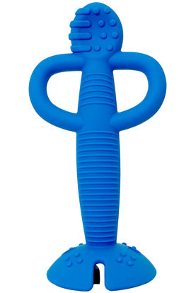 Picture of Busy Baby Teething Spoon - 2-in-1 Teether and Training Spoon for Self Feeding, Dishwasher Safe, BPA Free, Food Grade Silicone (Blue)