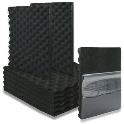 Picture of BXI Soundproofing Closed Cell Foam - 8 Pack Self-adhesive 16'' X 12'' X 1'' Thickened Egg Crate Sound Proof Foam - Acoustic Foam Panels Great for Noise & Thermal Insulation (Black)