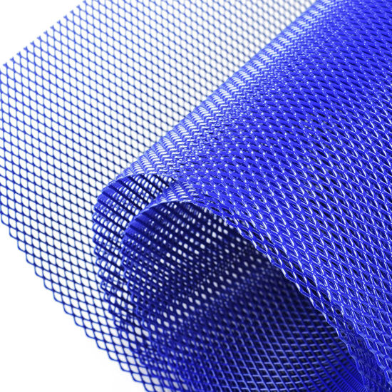 Picture of AggAuto Universal 40"x13" Car Grill Mesh - Aluminum Alloy Automotive Grille Insert Bumper Rhombic Hole 3x6mm, One of the Most Multifunctional Shape Grids Blue