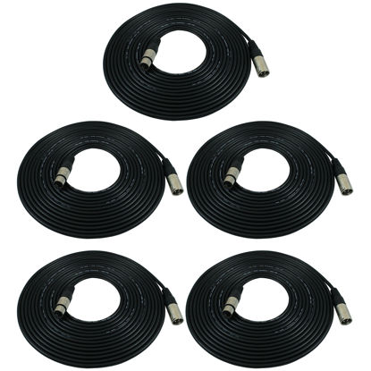 Picture of GLS Audio 25ft Mic Cable Patch Cords - XLR Male to XLR Female Black Microphone Cables - 25' Balanced Mike Snake Cord - 5 Pack