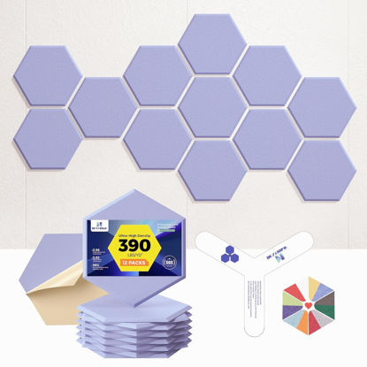 Picture of Dexmoko Self-Adhesive Acoustic Panels [390 lbs/yd³ Ultra-High Density], 2nd Generation Sound Absorbing Panel, Professional Level Sound Panel, Polyester Soundproof Foam [Size L, Lavender]
