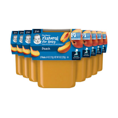 Picture of Gerber 2nd Food Baby Food Peach Puree, Natural & Non-GMO, 4 Ounce Tubs, 2-Pack (Pack of 8)