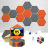 Picture of Dexmoko Self-Adhesive Acoustic Panels [390 lbs/yd³ Ultra-High Density], 2nd Generation Sound Absorbing Panel, Professional Level Sound Panel, Polyester Soundproof Foam [Size L, Orange & Moon Grey]