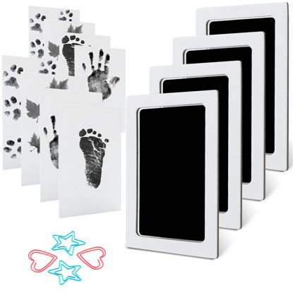 Picture of MengNi Baby Footprint Kit Hand Footprint Kit Dog Paw Print Kit Clean Touch Ink Pad Inkless Hand and Footprint Kit Handprint Kit Baby Registry Search with 4 Ink Pads and 8 Imprint Cards