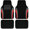Picture of CAR PASS Leather Sporty Car Floor Mats Carpet, Universal Waterproof Automotive Floor Mat Fit for Sedans, Cars, Mid Trucks, Vans, SUV, Set of 4 (Black and Red)