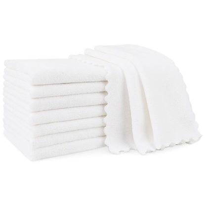 Picture of Orighty Burp Cloths for Baby 8 Pack - Super Soft & Absorbent Coral Fleece Baby Burp Cloth, 20x10 Inch Gentle Large Burping Rugs for Babies Sensitive Skin, Burping Cloths for Newborn Essential, White