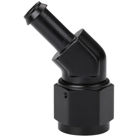 Picture of Podavelle 8AN Female to 3/8 Barb 45 Degree Hose Fitting Adapter Swivel Aluminum Black