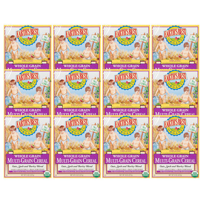 Picture of Earth's Best Organic Baby Food, Organic Whole Grain Multi-Grain Baby Cereal, Non-GMO, Easily Digestible and Iron Fortified Baby Food, 8 oz Box (Pack of 12)
