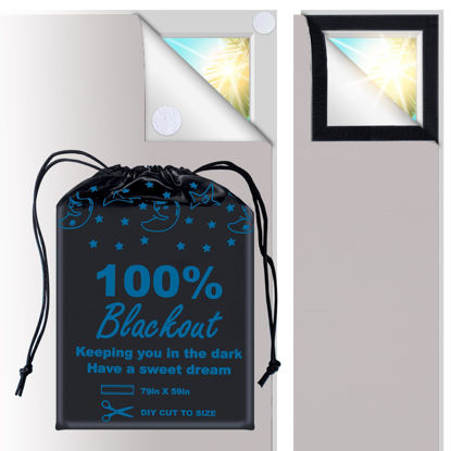 Picture of 100% Blackout Blind Gray (79"x 59") Curtains Window Cove [DIY Cut to Any Size or Shape] [Hook & Loop Tabs][ Portable Bags for Travel ] [Light & UV Blocking ] for House,Baby Nursery,Apartment
