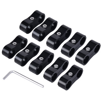 Picture of EVIL ENERGY 6AN Hose Separator Clamp, AN6 Fuel Line Mounting Clamp Aluminum Black 4PCS