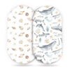 Picture of GRSSDER Stretchy Ultra Soft Fitted Bassinet Sheets Set 2 Pack, Cradle Sheet Universal Fit for Rectangle, Oval, or Hourglass Bassinet Pad/Mattress Safe and Snug, Stylish Cute Whale Sea Worl for Baby