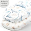 Picture of GRSSDER Stretchy Ultra Soft Fitted Bassinet Sheets Set 2 Pack, Cradle Sheet Universal Fit for Rectangle, Oval, or Hourglass Bassinet Pad/Mattress Safe and Snug, Stylish Cute Whale Sea Worl for Baby