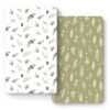 Picture of GRSSDER Stretchy Ultra Soft Jersey Knit Fitted Crib Sheets Set 2 Pack, Fits All Standard Crib Mattress Pads Safe and Snug, Stylish Botanical Olive for Baby