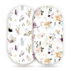 Picture of GRSSDER Stretchy Ultra Soft Fitted Bassinet Sheet Set 2 Pack, Universal Fit for Bassinets Baby Cradle Moses Basket Oval Rectangle Mattress, Watercolor Pretty Purple Flora for Girls