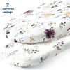 Picture of GRSSDER Stretchy Ultra Soft Fitted Bassinet Sheet Set 2 Pack, Universal Fit for Bassinets Baby Cradle Moses Basket Oval Rectangle Mattress, Watercolor Pretty Purple Flora for Girls