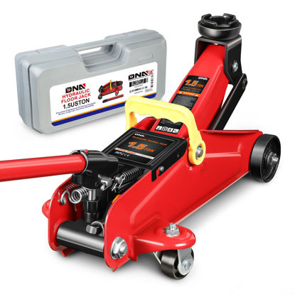 Picture of DNA MOTORING Low Profile Hydraulic Trolley Service/Floor Jack, 1.5 Ton (3000 lbs) Capacity, Lifting Range 5.3"-12",Red,TOOLS-00326
