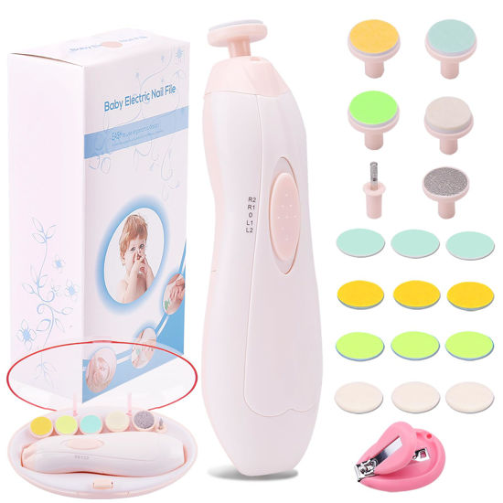 Picture of Baby Nail Trimmer Electric Nail File Baby Nail Clippers, 20 in 1 Safe Nail Filer Grinder Kit for Newborn Infant Toddler Kids or Adults Toes Fingernails Care Trim Polish, Led Light and Grinding Heads