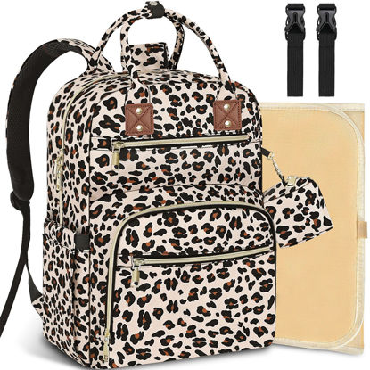 Picture of Tenot Baby Diaper Bag Backpack Travel Diaper Bags for Baby Girl Boy Large Capacity Baby Bag Backpack for Women Leopard Print