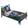 Picture of Disney Mickey's Big Adventure Blue, Red, Yellow & Green 4Piece Toddler Bed Set - Comforter, Fitted Bottom Sheet, Flat Top Sheet, Reversible Pillowcase, Blue, Red, Yellow, Green