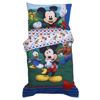 Picture of Disney Mickey's Big Adventure Blue, Red, Yellow & Green 4Piece Toddler Bed Set - Comforter, Fitted Bottom Sheet, Flat Top Sheet, Reversible Pillowcase, Blue, Red, Yellow, Green