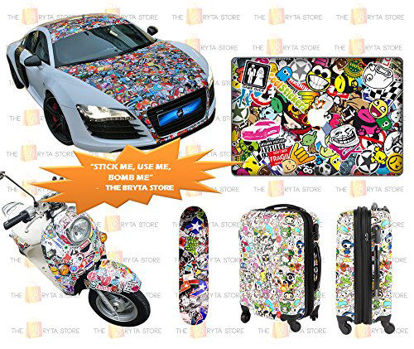 Picture of 100 PREMIUM Stickers Decals Vinyls | Pack of The Best Selling Cool Sticker | Perfect To Graffiti Your Laptop, Macbook, Skateboard, Luggage, Car, Bumper, Bike, Hard Hat | The Bryta Store