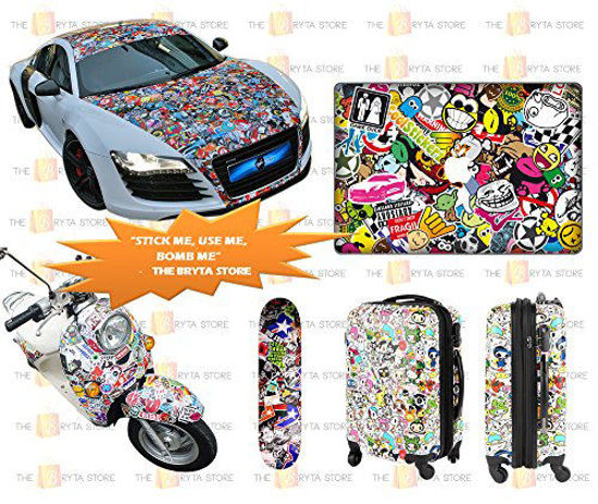 Picture of 100 PREMIUM Stickers Decals Vinyls | Pack of The Best Selling Cool Sticker | Perfect To Graffiti Your Laptop, Macbook, Skateboard, Luggage, Car, Bumper, Bike, Hard Hat | The Bryta Store