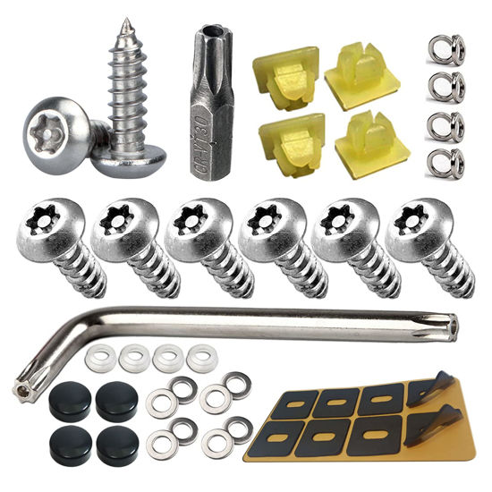 Picture of Aootf Anti Theft License Plate Screws - Stainless Steel License Plate Frame Screws Tamper Resistant Fasteners | Security Tapping Screws | Qty 8 | Protection License Plates on Cars Trucks | 38PC Set