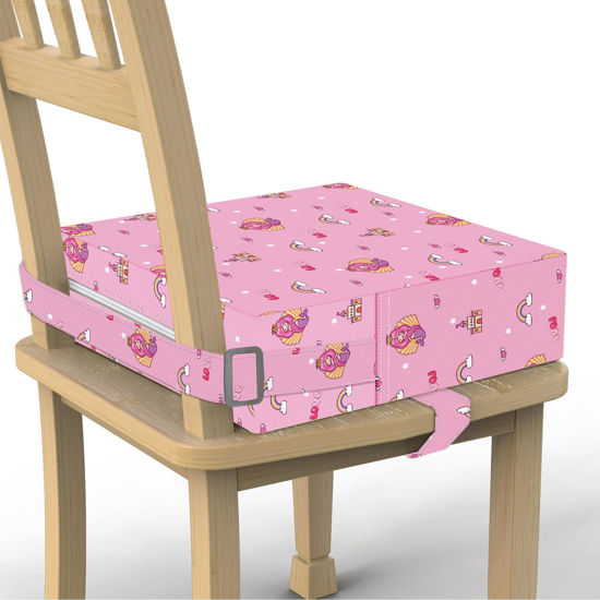 Picture of Toddler Booster Seat for Dining Table, Portable Kids Booster Seat with Adjustable Safety Buckles Non-Slip Bottom Booster Seat for Chair, Portable Travel Increasing Cushion