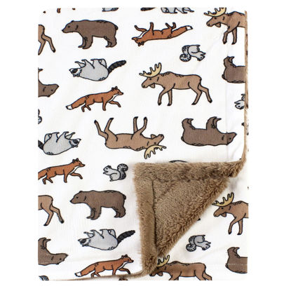 Picture of Hudson Baby Unisex Baby Plush Blanket with Furry Binding and Back, Animal Adventure, One Size