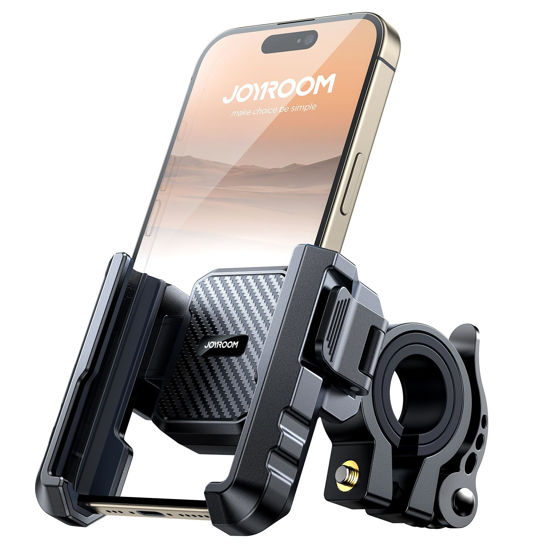 Picture of JOYROOM Motorcycle Bike Phone Holder Mount - [Not Block Camera] Bicycle Phone Holder Handlebar Cell Phone Clamp - [Silicone Wrapped] Scooter Phone Holder for iPhone Samsung 4.7''-7'' Smartphones