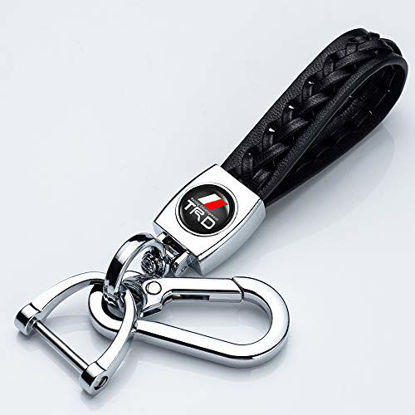 Picture of 121Fruit Way Genuine Leather Car Key Fob Key Chain Heavy Duty Keychain for Toyota TRD Sequoia Tundra Tacoma 4RunnerTrucks Vehicle Accessories