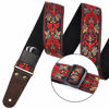 Picture of Nefelibata Guitar Strap, 2" Jacquard Embroidery Guitar Straps, Full Grain Leather Ends with Hidden Pocket, for Bass, Electric and Acoustic Guitars, Strap Button, Strap Locks and Guitar Picks