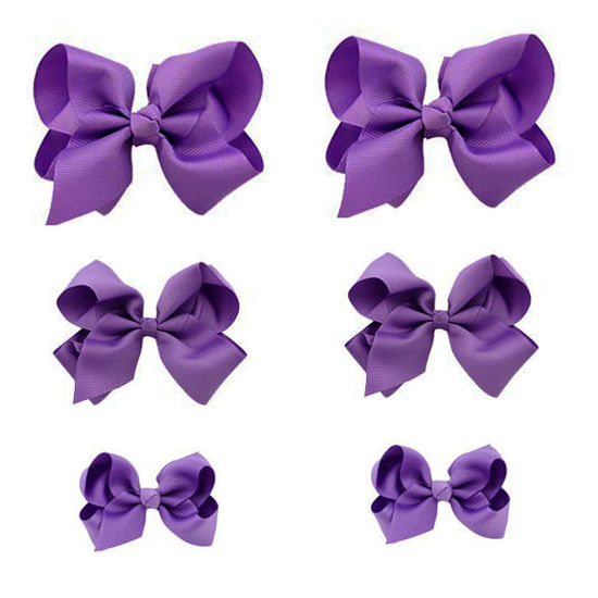 Picture of Purple Bows for Girls,6PCS Hand-made Grosgrain Ribbon Hair Bows Alligator Clips Hair Accessories for Little Teen Toddler Girls Kids (Purple)