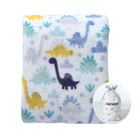 Picture of CREVENT 30''X40'' Cozy Fluffy Warm Fleece Baby Crib Blanket for Boys Infant Toddler Crib Cot Stroller (Dinosaur)