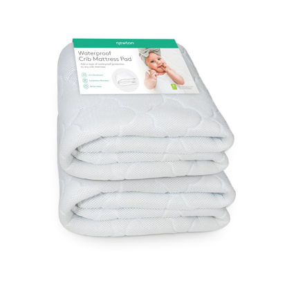Picture of Newton Baby Waterproof Crib Mattress Pad | 100% Breathable Quilted Layer for Comfort & Universal Fitted Skirt for Secure Fit | Machine Washable | Crib Mattress Protector Pad Waterproof, 2 Packs