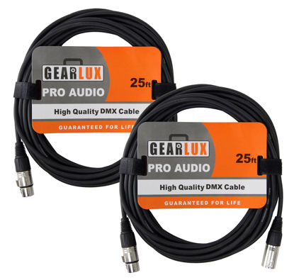 Picture of Gearlux DMX Cable 25ft 3-Pin Male-to-Female - 2 Pack
