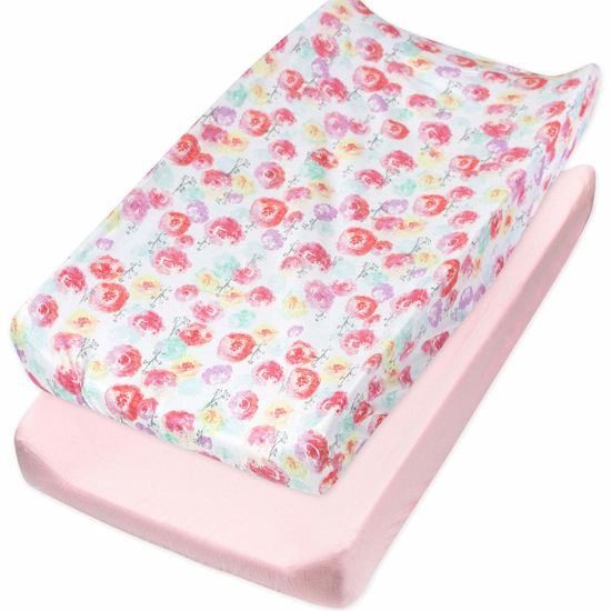 Picture of HonestBaby Organic Cotton Changing Pad Covers (Set of Two), Rose Blossom/Pink, One Size