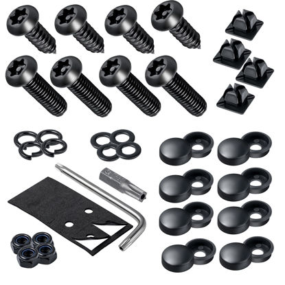 Picture of Hoewina Anti Theft License Plate Screws Kit, 8 Sets Stainless License Plate Screws, Anti-Rattle & Rust-Proof Bolts for Securing License Plates Frames or Covers on Cars, Trucks, SUVs (Black)