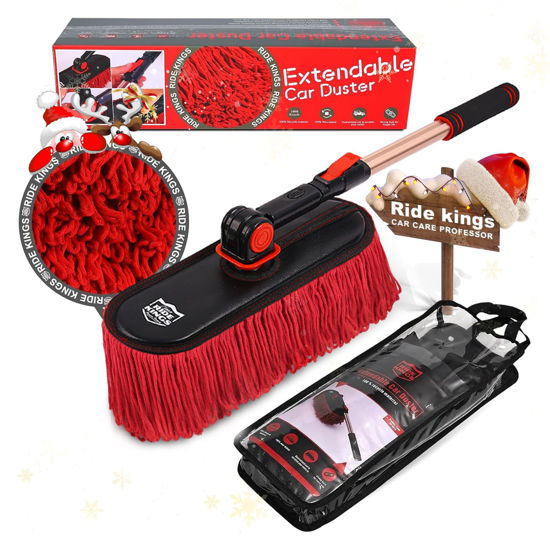 Picture of RIDE KINGS Car Duster,Exterior Scratch Free Soft Car Brush Kit for Car,Truck,SUV,RV and Motorcycle,Wax Cotton Hair,Car Duster with Extendable Handle,Duster for Car Cleaning,Car Feather Duster,No Lint
