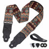 Picture of YIKOKO Guitar Strap, Head Layer Cowhide Leather End, 2 Inches Wide, for Acoustic and Bass Electric Guitars, Free Button, 2 Strap Locks and 4 Guitar Picks