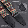 Picture of YIKOKO Guitar Strap, Head Layer Cowhide Leather End, 2 Inches Wide, for Acoustic and Bass Electric Guitars, Free Button, 2 Strap Locks and 4 Guitar Picks