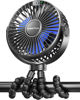 Picture of SWEETFULL Portable Stroller Fan, with Display 4000mAh Battery Powered Mini Clip On Fan, 4-Speed Rechargeable Small Personal Fan Handheld Desk Cooling Fan for Baby Car Seat Crib Travel Black