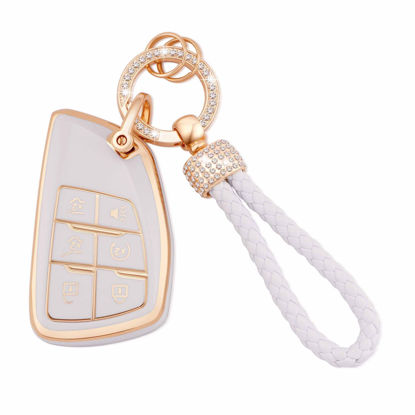 Picture of EKALA for Chevy Key Fob Cover with Keychain 6 Buttons Soft TPU Car Keys Shells Compatible with 2021 2022 Chevy Suburban Tahoe GMC Yukon Key Fob Protector (BCK-6D)